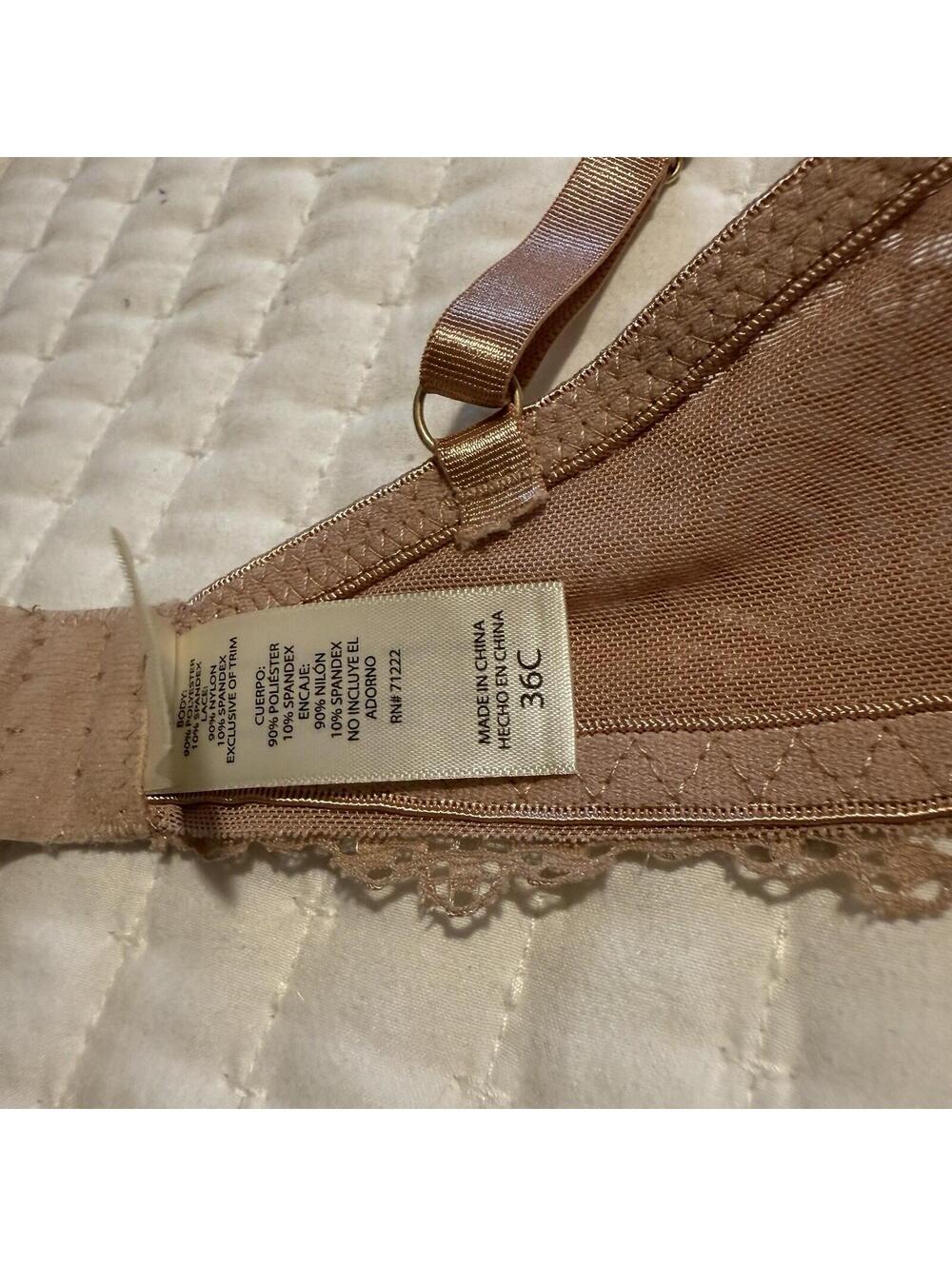 Jessica Simpson 36C Taupe Mauve With Flowers Bra Underwire Lined Floral - Picture 9 of 15